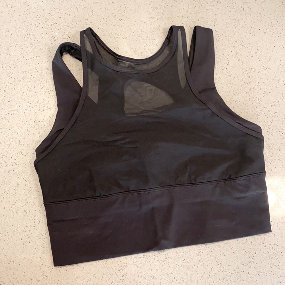 lululemon size 6 black sports bra crop top
